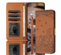 Nokverzy Mobile Phone Case for Huawei Mate 60 Pro Flip Case Magnetic Card Holder kickstand Animal Cat Print Patterned Leather Wallet Phone Case Cover for Huawei Mate 60 Pro Case Wristlet Brown