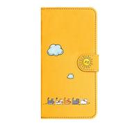 Nokverzy Wallet Case for Samsung S20 5G(6.2") Leather Case Shockproof TPU Magnetic Kickstand Slim Cat Flip Phone Case for Samsung Galaxy S20 5G(6.2") Wallet Case with Card Holder Silicone Yellow