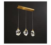 NOKXDKJWT 3 Lights Cube Crystal Light Modern Cluster Chandelier Nordic Long Linear Hanging Lamp Led Teardrop Ceiling Hanging Light for Kitchen Island