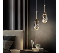 NOKXDKJWT Bathroom Vanity Pendant Light Fixtures Ceiling Hanging LED Linear Long Tube Lamp Modern Bubble Crystal Lights Vintage Mid Century Chandelier for Dining Room Kitchen Island Bar