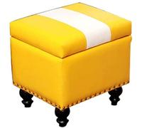 NOKXDKJWT Footstool Foot Stool Faux Leather Storage stool,Storage Toy Box With cover/Padded Foot Stool,Large storage space,Cube Bench Seater for Living Room,Bedroom Office,C Home Decor Ch (F