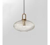 NOKXDKJWT Hand Blown Striped Glass Geometric Chandelier Lamp, Unique White Pendant Light Fixture, Modern Home Decor, 14x30cm, Elegant Ceiling Lighting for Living Room and Dining Area