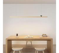 NOKXDKJWT LED Linear Pendant Light with Copper Lamp Body Chandelier, Dimmable Long Strip Stylish Hanging Lighting Fixtures for Kitchen Island Dining Room Bedroom Hallway Bar Living Ro