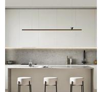 NOKXDKJWT LED Linear Pendant Light with Copper Lamp Body Chandelier, Dimmable Long Strip Stylish Hanging Lighting Fixtures for Kitchen Island Dining Room Bedroom Hallway Bar Living Ro