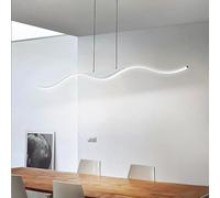 NOKXDKJWT LED Linear Pendant Lights Kitchen Island White Modern Minimalist Long Strip Ceiling Hanging Light Fixture Dimmable Chandelier for Dining Room Over Table Living Office Restaurant