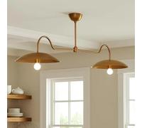 NOKXDKJWT Mid Century Modern Brass Chandelier - Linear Double Shade Italian Style Pendant