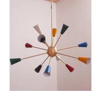 NOKXDKJWT Mid Century Style Brass Sputnik Light Antique Chandelier 12 Multi Colored