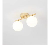 NOKXDKJWT Modern Gold Ceiling Light with Globe White Glass Shade Semi Flush Mount Ceiling Light Magic Beans Ceiling Lamp for Living Room Hallway Sputnik Chandelier Lighting Fixture