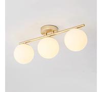 NOKXDKJWT Modern Gold Ceiling Light with Globe White Glass Shade Semi Flush Mount Ceiling Light Magic Beans Ceiling Lamp for Living Room Hallway Sputnik Chandelier Lighting Fixture