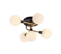 NOKXDKJWT Modern Industry Sputnik Chandelier,5 Head G9 Led Spherical Ceiling Lamp Semi Flush Mount,Clear Glass Shade Matte Black Finish Living Room Bedroom Ceiling Fixture/Golden./Milky White