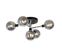 NOKXDKJWT Modern Industry Sputnik Chandelier,Clear Glass Shade Matte Black Finish Living Room Bedroom Ceiling Fixture,G9 Led Spherical Ceiling Lamp Semi Flush Mount/Silver/Smoke Gray