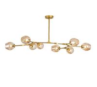 NOKXDKJWT Modern Industry Sputnik Chandelier,E27 Nordic Molecular Sputnik Glass Ball Chandelier,Six Heads Height Adjustable Chandelier,Glass Shade Ceiling Lamp/Amber Lampshade/8 Head of Gold