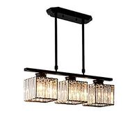 NOKXDKJWT Modern Industry Sputnik Chandelier,Led Rectangle Ceiling for Living Room Bedroom Dining Room,Rectangular Crystal Lamp,E27 Modern Round Crystal Chandelier/Black./3 Head