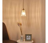 NOKXDKJWT Modern Single Head Small Pendant Light, Amen Vintage Dining Room Bar Kitchen Island Lighting Chandelier with Glass Shade Ceiling Hanging Chandeliers Fixture