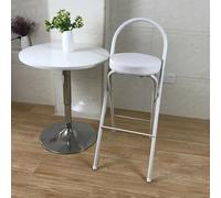 NOKXDKJWT Portable Folding Bar Stools with Backrest & Footrest Leather Padded Round Seat Adjustable Height 24" 30" Stylish Black & White Counter Chairs for Home & Kitchen