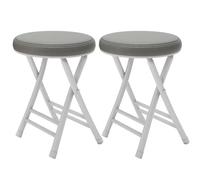 NOKXDKJWT Portable Folding Round Stool with Padded Seat for Dorm Kitchen Vanity Church Outdoor Use Yellow (2pcs)