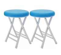 NOKXDKJWT Portable Folding Round Stool with Padded Seat for Dorm Kitchen Vanity Church Outdoor Use Yellow (2pcs)