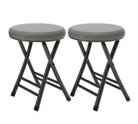 NOKXDKJWT Portable Folding Round Stool with Padded Seat for Dorm Kitchen Vanity Church Outdoor Use Yellow (2pcs)
