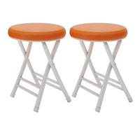 NOKXDKJWT Portable Folding Round Stool with Padded Seat for Dorm Kitchen Vanity Church Outdoor Use Yellow (2pcs)