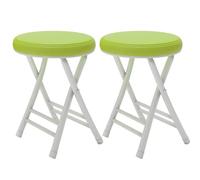 NOKXDKJWT Portable Folding Round Stool with Padded Seat for Dorm Kitchen Vanity Church Outdoor Use Yellow (2pcs)