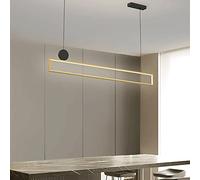 NOKXDKJWT Rectangular Long Strip Pendant Light, Modern LED Chandelier, Ultra-Thin Gold Metal Hanging Lamp with Acrylic Shade, Linear Dining Room Suspension Lamps, Kitchen Island Drop