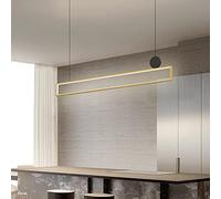 NOKXDKJWT Rectangular Long Strip Pendant Light, Modern LED Chandelier, Ultra-Thin Gold Metal Hanging Lamp with Acrylic Shade, Linear Dining Room Suspension Lamps, Kitchen Island Drop