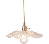 NOKXDKJWT Retro Brass Chandelier with Glass Pendant, Single Head Lamps - Red Dining Light