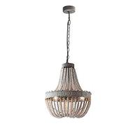 NOKXDKJWT Rustic Industrial Chandeliers Light,E27 Classic Adjustable Wood Bead Chandelier Elegant Pendant Lighting for Living Room Home Hallway Ceiling Lights Fixtures-Vintage White do Old 47cm
