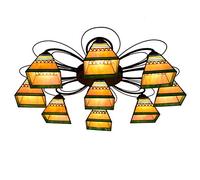 NOKXDKJWT Vintage Style Chandelier Tiffany 9 Multi-Head Ceiling Lamp Pyramid Painted Glass Lamp Living Room Dining Room Bedroom Ceiling Light