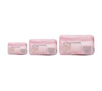 NOL Natural Organic Lifestyle 3-Pack Mesh Travel Toiletry Bags - Clear Zipper Travel Organizer, Airport Carry-On Compliant Reusable Cosmetic Makeup Bag for Women & Men (Pink)