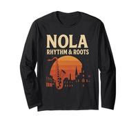 NOLA Rhythm and Roots Shirt New Orleans Saxophone Long Sleeve T-Shirt