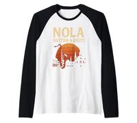 NOLA Rhythm and Roots Shirt New Orleans Saxophone Raglan Baseball Tee