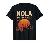 NOLA Rhythm and Roots Shirt New Orleans Saxophone T-Shirt