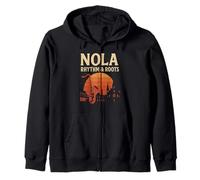 NOLA Rhythm and Roots Shirt New Orleans Saxophone Zip Hoodie