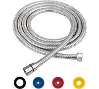 NOLACE Stainless Steel Shower Hose, 2m, Twist Protection, Universal Flexible Shower Hose, with 4 Water-Saving Flow Limiters, Standard 1/2 Inch Connection, Fits All Shower Heads (Silver)