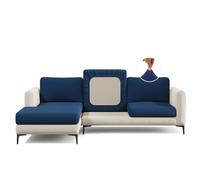 Nolan Interior Magic Sofa Cover - Classic Jacquard Chaise Couch Cover - Medium, Navy Blue - Pet Proof, Easy Install, Stretchy Slipcover