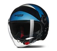 Nolan N21 Visor Tangente Open Face Motorcycle Helmet - Black / Blue / Silver
