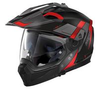 Nolan N70-2 X ECE 22.06 Motorcycle Helmet - Skyfall N-Com Flat Lava Grey / Red