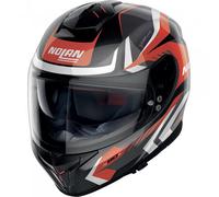 Nolan N80-8 N-Com Motorcycle Motorbike Helmet - Rumble Metal Black / White / Red