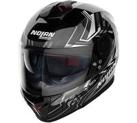 Nolan N80-8 N-Com Motorcycle Motorbike Helmet - Turbulence Gloss Black / White