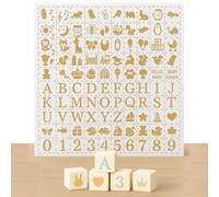 Nolia Stencil Set for Baby Shower Blocks - 100 Reusable Letter, Number & Icon Stencils for Decorating Wooden Baby Blocks, Easy Guest Activity & Keepsake Add-On