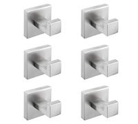 Nolimas Bathroom Towel Hook SUS304 Stainless Steel Square Clothes Coat Robe Hooks Cabinet Closet Door Sponges Hanger for Bath Kitchen Garage,Heavy Duty Wall Mounted,Brushed Nickel Finish,6pack