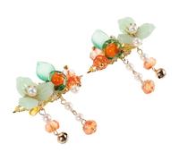 NOLITOY 1 Pair Pumpkin Persimmon Hair Clips for - Orange Fruit Barrette Set with Floral Design, Artificial Hair Decoration Suitable for Autumn Festivals and Thanksgiving Party Accessories