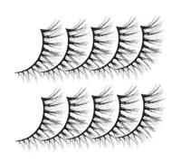 NOLITOY 10 Pairs Cat Eye False Eyelash Strips Lightweight Curling Eyelash Extensions for Natural Dense Look Comfortable DIY Fake Lashes Bulk Pack for Women