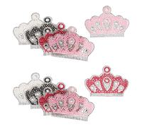 NOLITOY 10 Pcs Crown Shape Decals Pearl Stickers Self-Adhesive Design Hot Melt Rhinestone Appliques for Clothing Bags Hats and Decorating Things Random Color