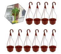 NOLITOY 10 Sets Hanging Plant Pots with Hooks in Dark Red Plastic