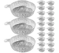 Nolitoy 100Pcs Aluminum Foil Weighing Trays: Disposable Lab Sample Pans with Handle - Lightweight Round Dishes for Powder & Liquid Measurement - Food Processing & Drying Boats