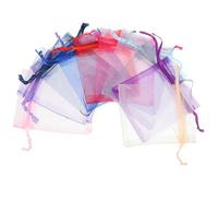 NOLITOY 100pcs Mini Mixed Color Organza Drawstring Bags 2.7"x3.5" Small Mesh Pouches for Jewelry, Wedding Favors, Cosmetics, Christmas Candy, and Packaging Random Color