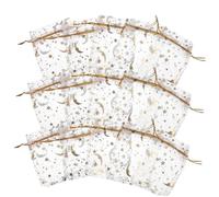 NOLITOY 100pcs White Organza Drawstring Favor Bags with Gold Star and Moon Print Reusable Mesh Pouches for Jewelry Candy Party Wedding Christmas Shower Packaging