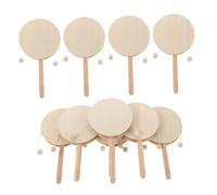 NOLITOY 10pcs Blank Wooden Rattle Drums for DIY Art Projects Safe Wood Material Hand Percussion Creative Preschool Craft Drum for Early Learning and Group Activities